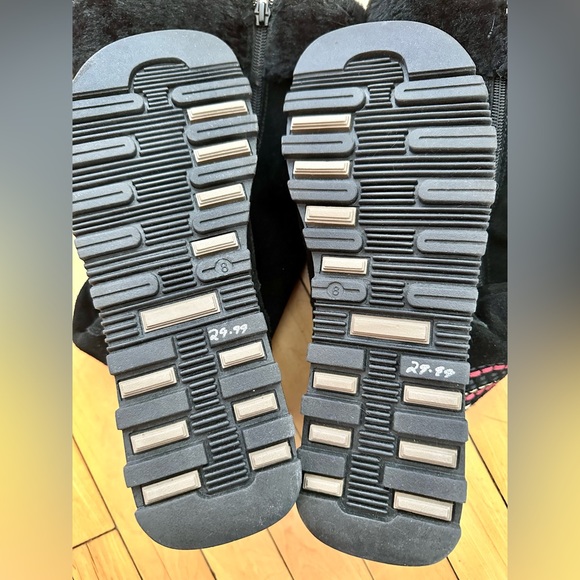 Black Suede Faux Fur Lined Nevada Olga Boots Size 8 - Picture 6 of 10